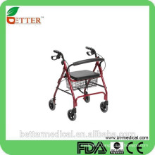 lightweight Aluminum folding rollator with basket and backrest